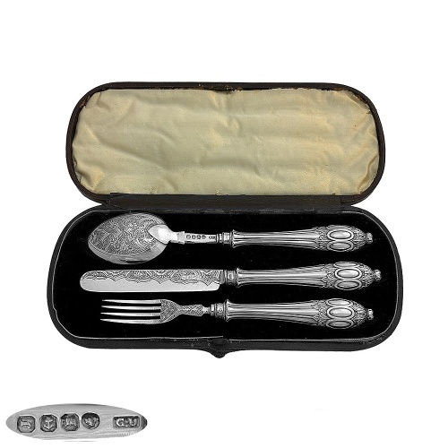 Victorian Sterling Silver Child's Set 1858